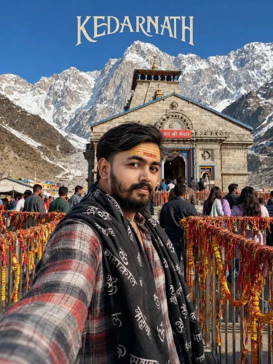 Kedarnath Temple Selfie Devotional Prompt