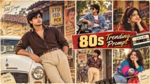 80s Look AI Photo Editing Prompt with retro vintage Indian style